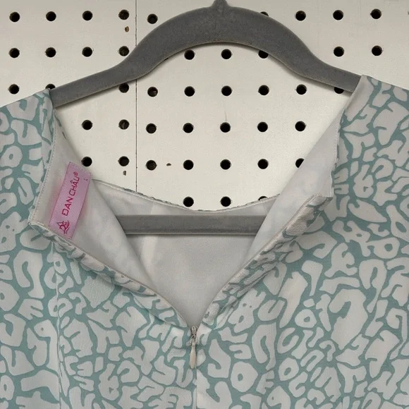 Dan Chau Dress featuring a turquoise & white abstract print on textured fabric - Picture 7 of 10